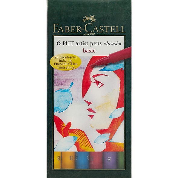 Капиллярные ручки PITT® ARTIST PEN,набор типов, основные цвета, в футляре, 6 шт. - фото 1