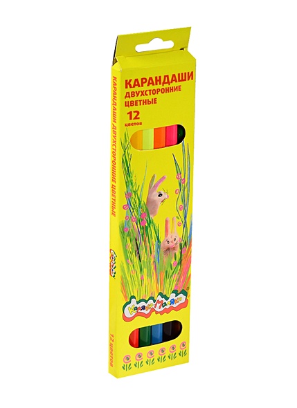 Набор цветн.каранд Каляка-Маляка 6 шт 12 цв. шестигранные с заточкой двусторонние - фото 1