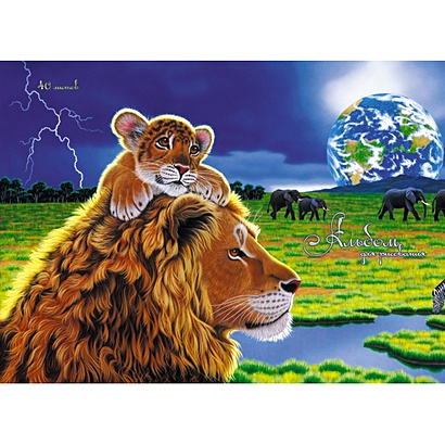 Львенок и лев АЛЬБОМЫ ДЛЯ РИСОВАНИЯ (гребень). 40 листов - фото 1