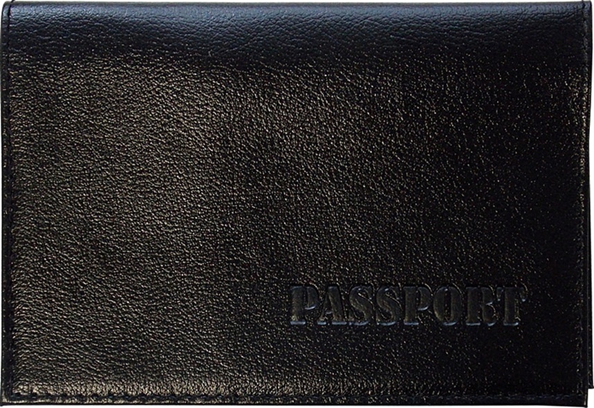 Обложка для паспорта нат.кожа, черная, гладкая, тип 1, Спейс - фото 1