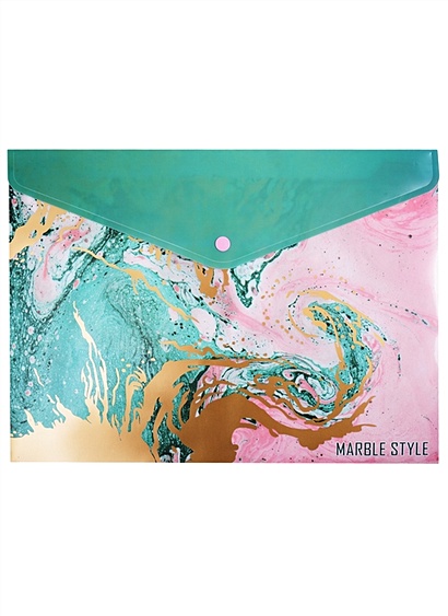 Папка-конверт А4 на кнопке "Marble style" - фото 1