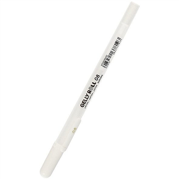 Ручка гелевая Gelly Roll белый 0,8мм средний стержень, Sakura - фото 1