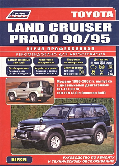 Toyota Land Cruiser Prado 90/95. Модели 1996-2002 гг. выпуска с дизельными двигателями. Устройство, техническое обслуживание и ремонт (черно-белое издание) - фото 1