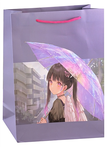 Пакет А4 32*26*10 "Девушка с крыльями под зонтиком.Basic" дет., бум.мат.ламинат - фото 1