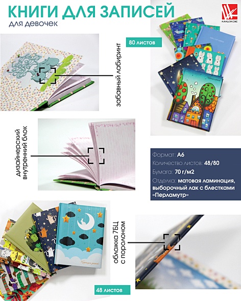 Записная книжка А6 80л "Черные котики" 7БЦ, с поролоном, мат.лам., блестки, Listoff - фото 3