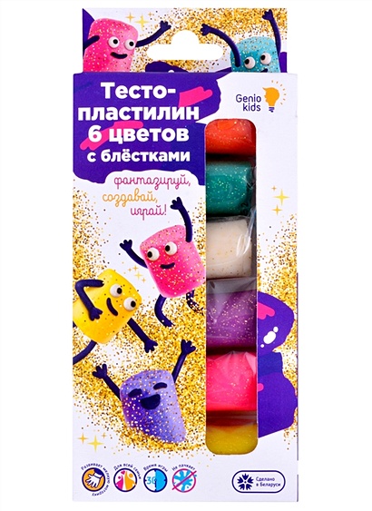 Набор для детской лепки "Тесто-пластилин 6 цветов с блёстками" - фото 1