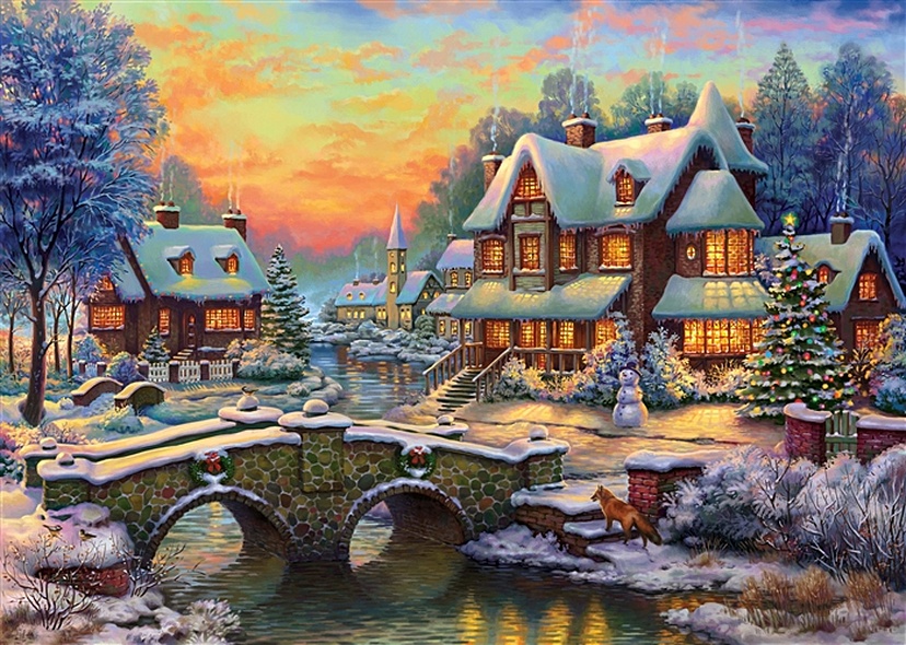 Набор для рисования по номерам. Холст с красками "Волшебный зимний пейзаж", 40 х 50 см - фото 1