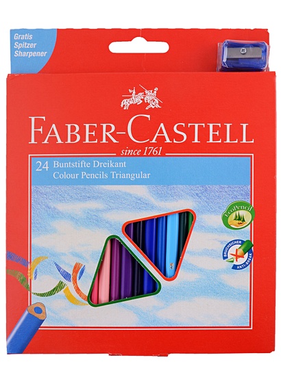 Цветные карандаши ECO с точилкой, набор цветов, в картонной коробке, 24 шт (трехгранные) - фото 1