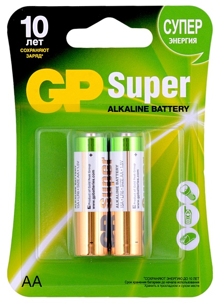 Батарейка GP Super 15A-CR2 AA LR6 (2 шт) - фото 1