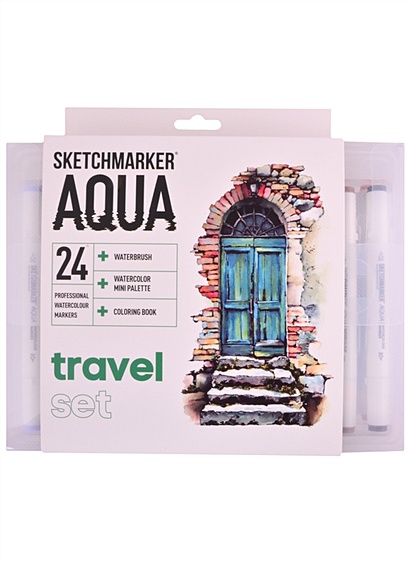 Маркеры акварельные 24цв Aqua Pro Travel Set, к/к, Sketchmarker - фото 1