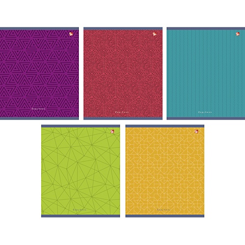 Комплект тетрадей 96л. Разноцветный стиль (клетка), 5 штук, 5 видов КОМПЛЕКТЫ - фото 1