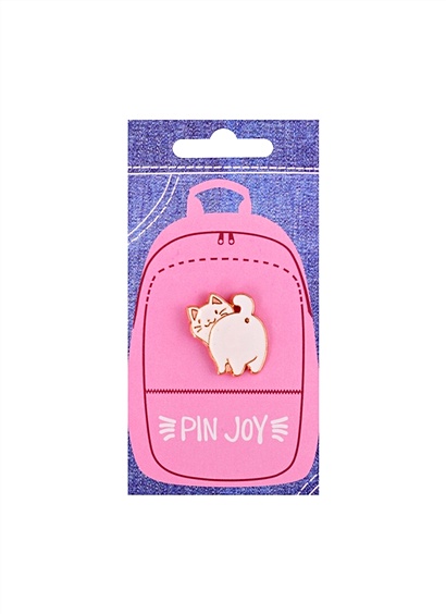 Значок Pin Joy "Котик с хвостиком", белый - фото 1