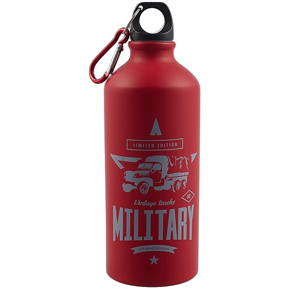 Бутылка с карабином Military (металл) (750мл) - фото 1
