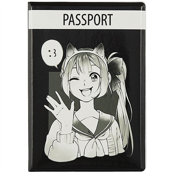 Обложка для паспорта Аниме Девушка с ушками (Сёдзё) (ПВХ бокс) - фото 1