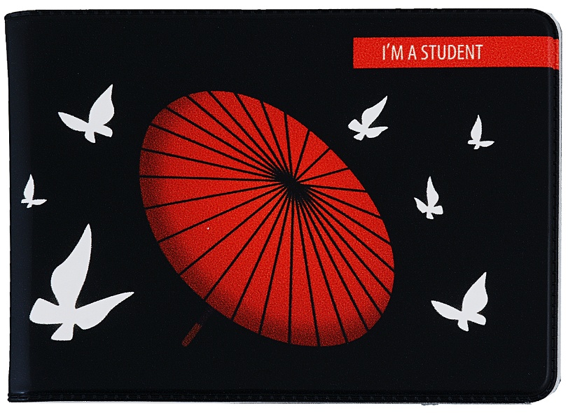 Обложка для студенческого Аниме Японский зонтик и бабочки - фото 1