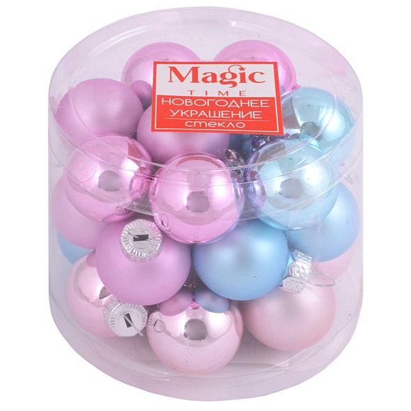 Набор елочных мини-шаров Нежные цвета (24 шт) (стекло) (2,5 см) (89657) - фото 1
