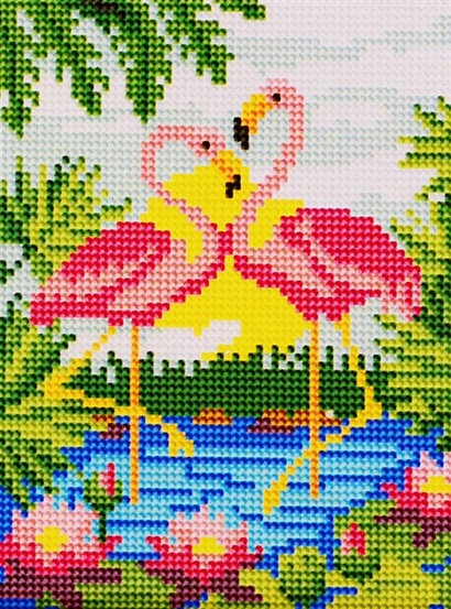 Алмазная мозаика на подрамнике "Фламинго на закате", 17 х 22 см - фото 1