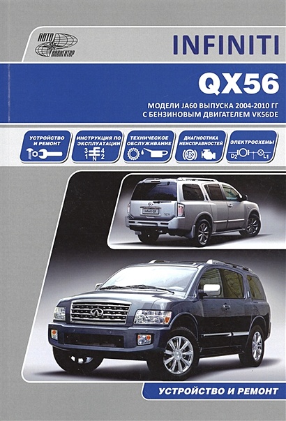 Infiniti QX56. Модели JA60 выпуска  2004-2010 гг. с бензиновым двигателем VK56DE. Руководство по эксплуатации, устройство, техническое обслуживание, ремонт - фото 1