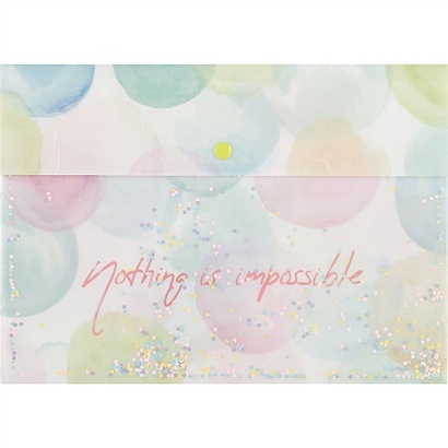 Папка-конверт А4 на кнопке "Nothing is impossible", с блестками - фото 1