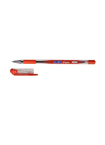Ручка шариковая красная "Glycer" 0,7мм, резин.грип, пласт.корпус, колпачок, Linc - фото 1