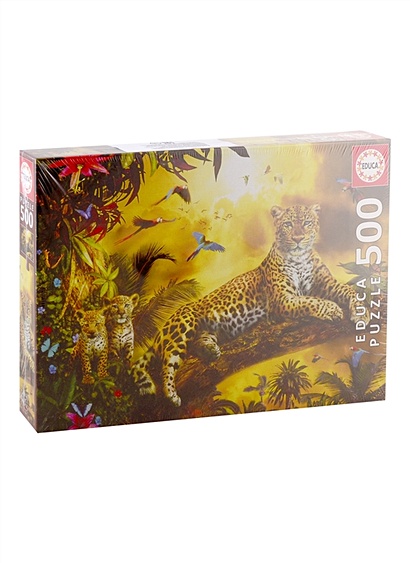 Пазл 500 деталей "Леопард и его детеныши" - фото 1
