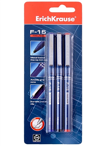Набор 3 ручки капиллярные F-15 в блистере - фото 1