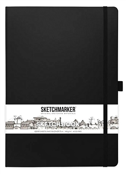 Скетчбук 21*29.7 80л "Sketchmarker" черный, нелинованн. 140г/м2, слоновая кость, тв.обл - фото 1