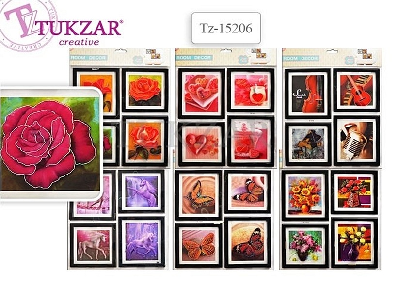 Наклейки 3D интерьерные TUKZAR 4 КАРТИНЫ 39*49см, 6 дизайнов в ассортименте - фото 1