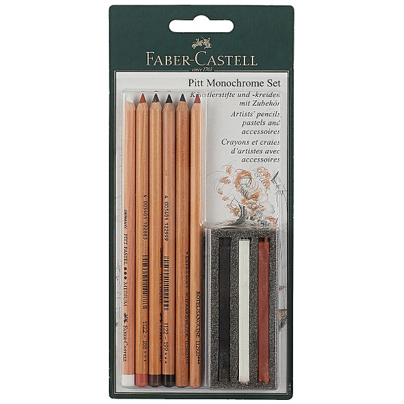 Пастельные карандаши PITT® и мелки PITT® Monochrome, в блистере, 9 предметов - фото 1