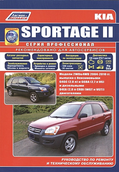 Kia Sportage II. Модели 2WD&4WD 2004-2010 гг. выпуска с бензиновыми G4GC (2,0 л.) и G6BA (2,7 л. V6) и дизельными D4EA (2,0 л. CRDi (WGT и VGT)) двигателями. Руководство по ремонту и техническому обслуживанию (+полезные ссылки) - фото 1