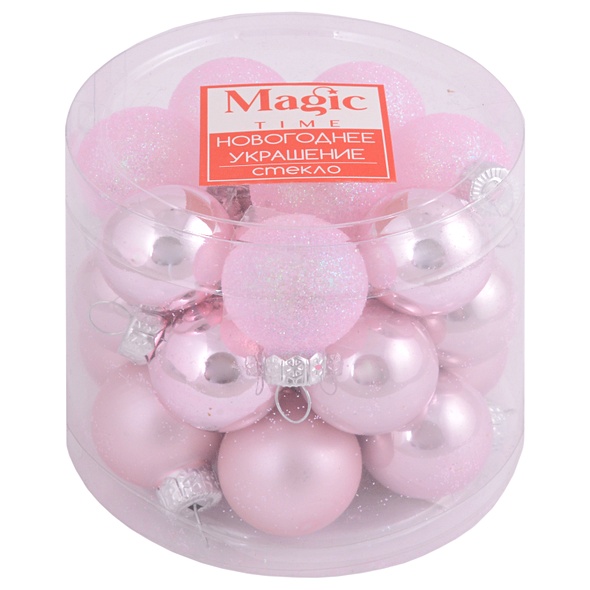 Набор елочных мини-шаров Розовые цвета (24 шт) (стекло) (2,5 см) (89659) - фото 1