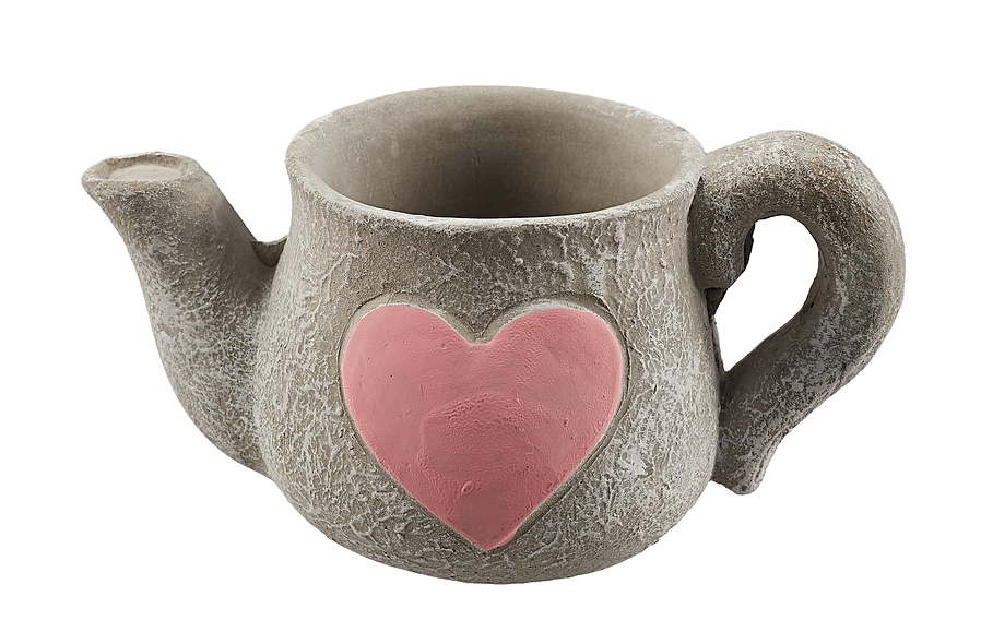 Кашпо Леечка с сердцем (керамика) (12х6) (12-06650-202306-101) - фото 1