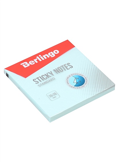 Блок бумаги 76*76 самоклеящийся голубой 100л, "Standard", Berlingo - фото 1