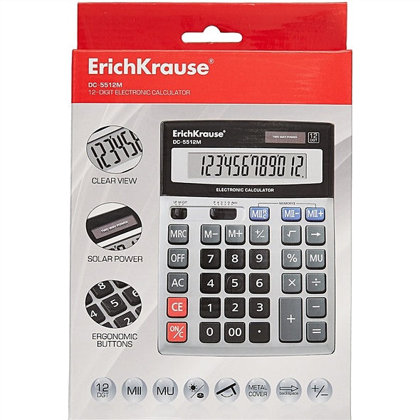 Калькулятор настольный 12-разрядов ErichKrause® DC-5512M, в коробке, ErichKrause - фото 1