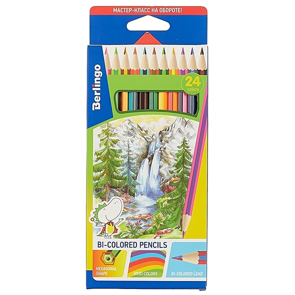 Цветные карандаши Berlingo двухцветные, 12 штук - фото 1