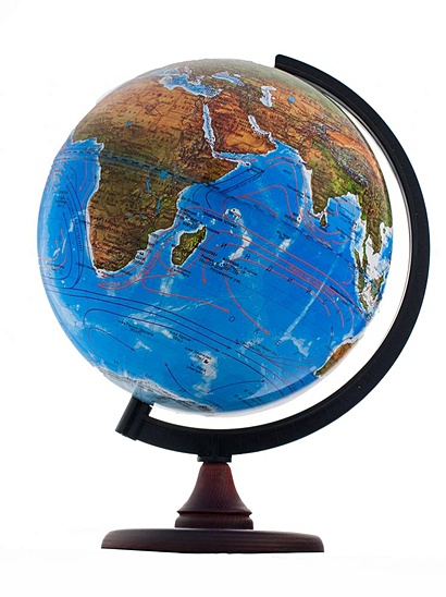 Глобус Земли Ландшафтный с подсветкой на дуге и подставке из пластика, диаметр 250 мм - фото 1