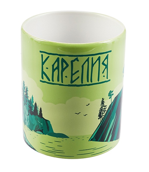 Кружка Карелия, зеленая (керамика) (330мл) - фото 1