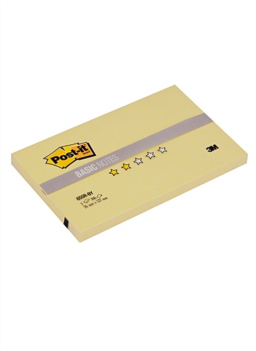 Блок бумаги76*127 самоклеящийся BASIC 100л, желтый, 3М - фото 1