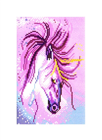 Алмазная мозаика блестящая с полным заполнением "Единорог с фиолетовой гривой", 22 х 32 см - фото 1