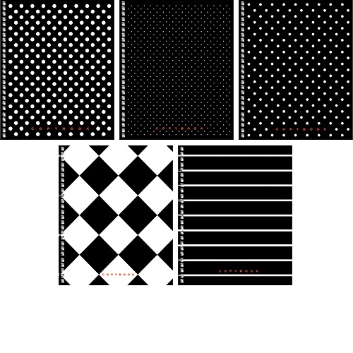 Контрасты (Black&White) 96л. (евроспираль), 5 видов ТЕТРАДИ А5 (гребень) 96Л. Обложка: лакирование - фото 1