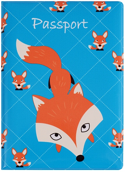 Обложка для паспорта "Лиса на синем фоне" - фото 1