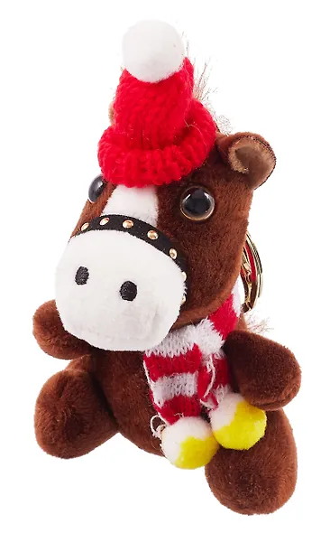 Брелок Символ года Лошадка в шапке и шарфе (текстиль) (14 см) - фото 2