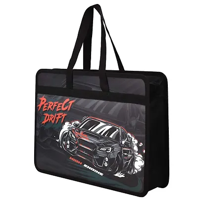 Папка для тетрадей А4 "ДРИФТ" полипропилен, 34*25*9.5см, молния, дно с расширением, текст.ручки, УФ-печать - фото 1