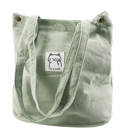 Сумка-шоппер с кнопкой мятная (вельвет) (33х31) - фото 3