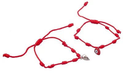 Набор парных браслетов с подвеской «Сердечко», текстиль, металл, Lafilaf - фото 5