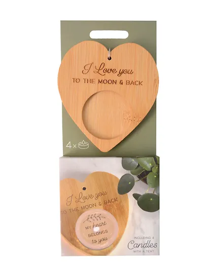 Набор чайных свечей с подсвечником Сердце Love to the Moon (4 штуки) - фото 1