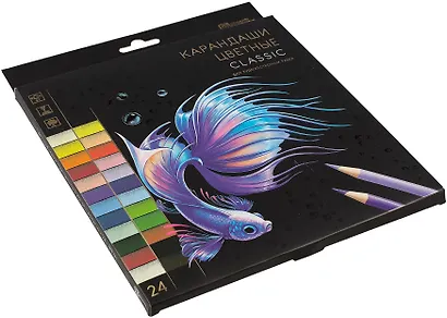 Карандаши цветные 24цв "Clasic", упак. ассорти, к/к., Феникс+ - фото 2