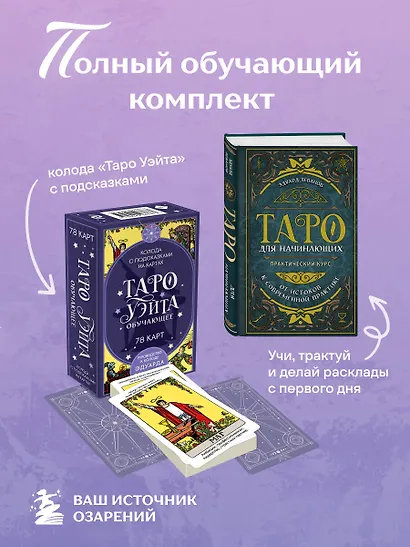 Комплект: Таро для начинающих. Практический курс + Таро Уэйта обучающее. Колода с подсказками на картах (78 карт, руководство Эдуарда Леванова по QR-коду) - фото 4