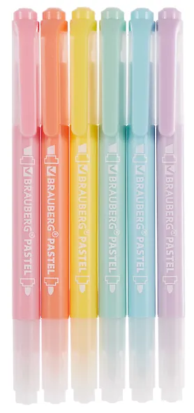 Текстовыделители 06цв "TWIN PASTEL" двусторонние, пл/уп, BRAUBERG - фото 2