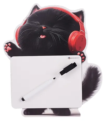 Доска маркерная 23*26см "Котёнок в наушниках" с маркером - фото 1